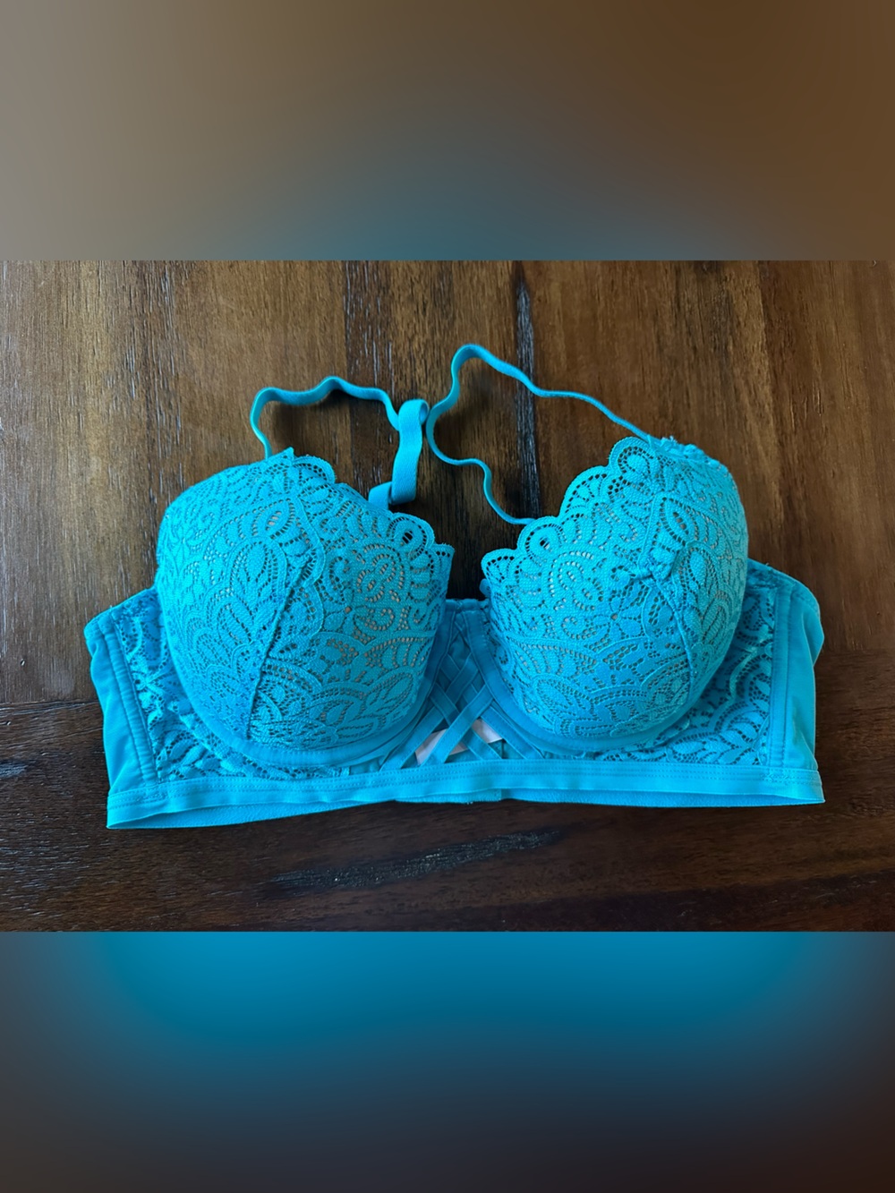 Adore Me Turquoise Lace Push-Up Strap Bra - Women Intimates- size 38C